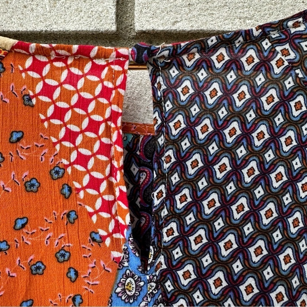 Umgee Patchwork Boho Mixed Print Rayon Tunic Dres… - image 7